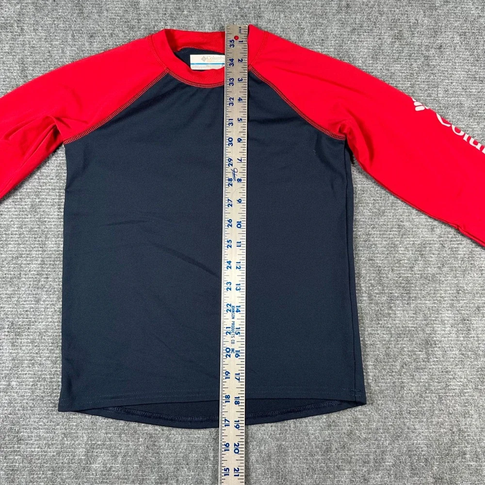 Columbia Kids Navy Red Omni-Shade Long Sleeve Rash Guard Swim Shirt Size S 8